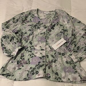 Liz Claiborne Mint and Lavender Floral Top